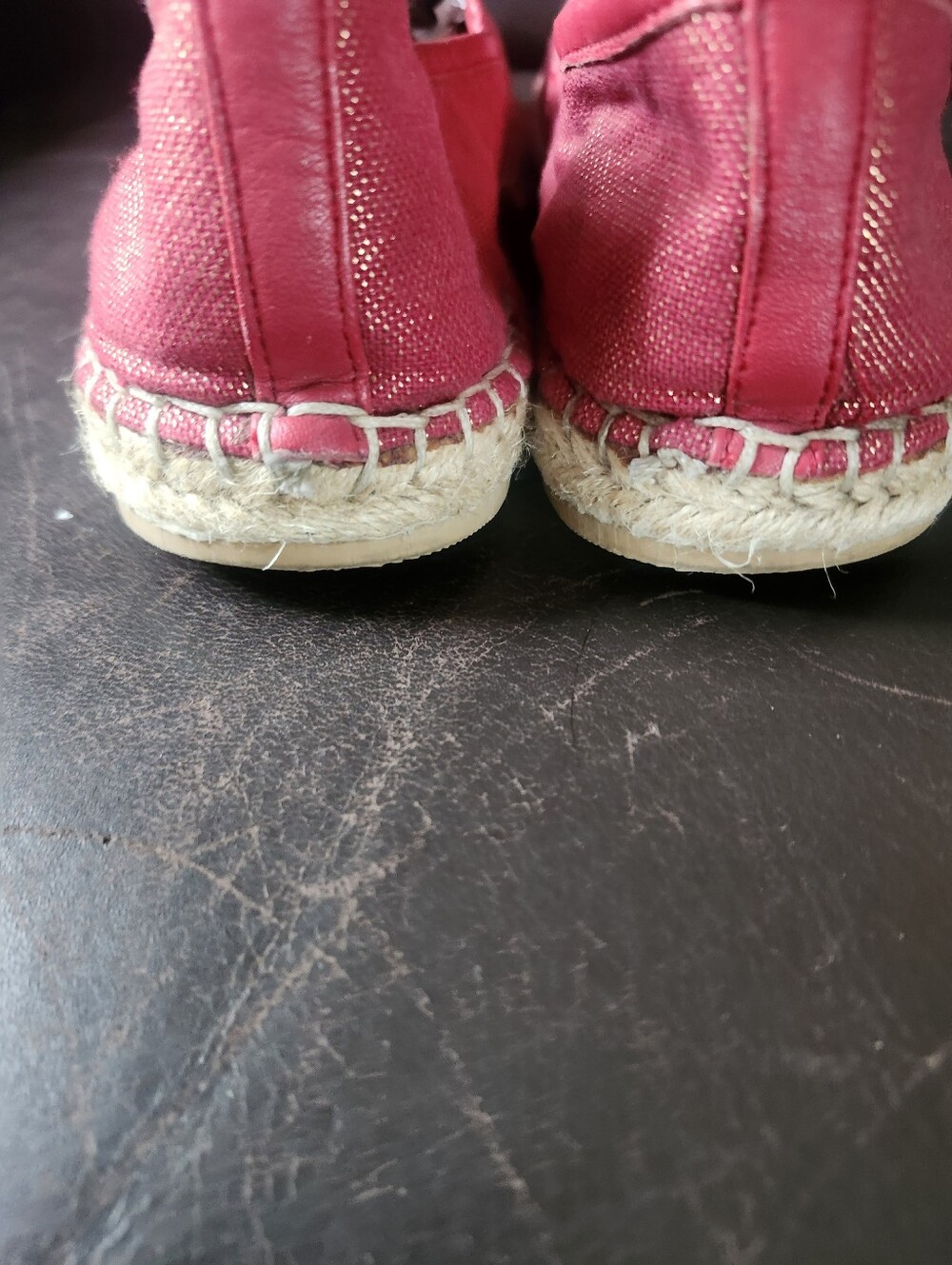 Cole Haan Red & Gold Shimmer Espadrille Flats Women's Size 10B Coastal Grandma - Picture 4 of 8